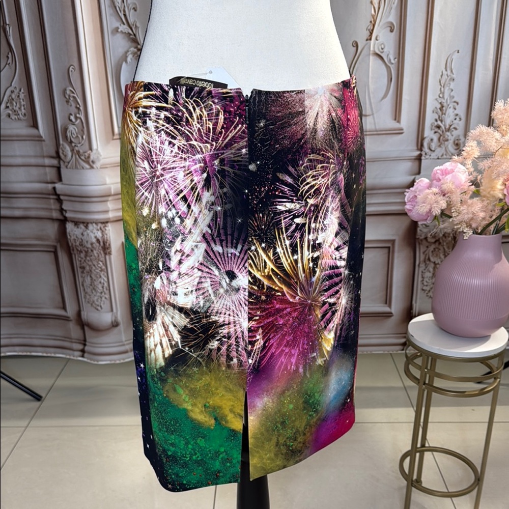 Roberto Cavalli Pink and Blue Cocktail Pencil Skirt - Picture 4 of 5
